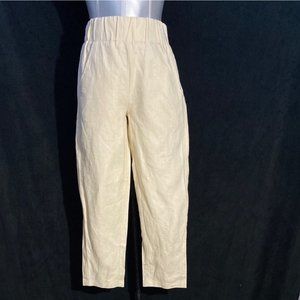 Darcy Pants XS Creamy Beige 100% Linen  Ankle Length High Waist Pocket NEW